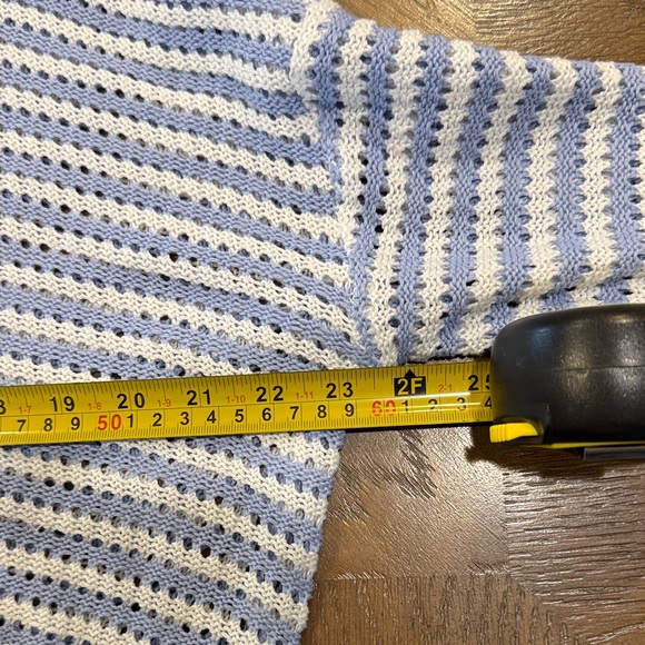 Blue and White Striped Knit Sweater - Picture 8 of 10